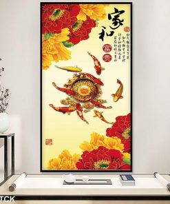 Tranh cá chép hoa mẫu đơn