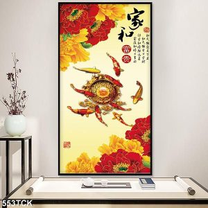 Tranh cá chép hoa mẫu đơn TT0696