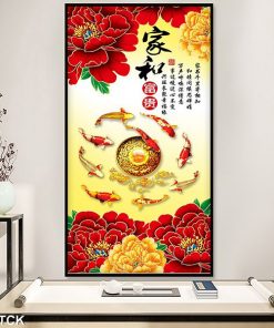 Tranh cá chép hoa mẫu đơn