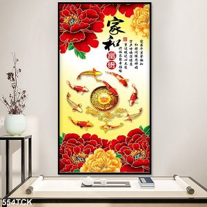 Tranh cá chép hoa mẫu đơn TT0697