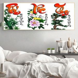 Tranh phúc lộc thọ tùng cúc trúc TT0418
