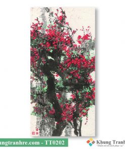 Tranh thủy mặc hoa đào TT0202