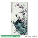 Tranh thủy mặc cây hoa đào trên đá TT0203