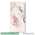 Tranh thủy mặc đàn chim trên cành hoa đào TT0205