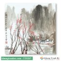 Tranh thủy mặc hoa đào sơn thủy TT0207