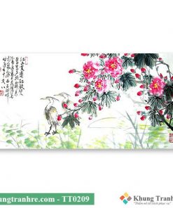tranh thủy mặc hoa đào TT0219