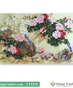 tranh thủy mặc hoa đào TT0214