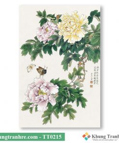 Tranh thủy mặc hoa mẫu đơn