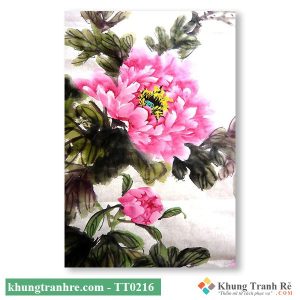 Tranh thủy mặc hoa mẫu đơn vạn thọ TT0216