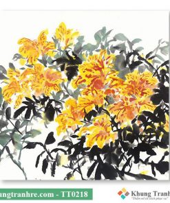 tranh thủy mặc hoa đào TT0218