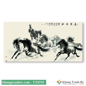 Tranh thủy mặc phong thủy bát mã truy phong TT0253