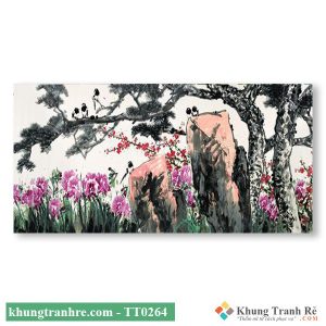 Tranh thủy mặc thiên nhiên cánh đồng hoa TT0264