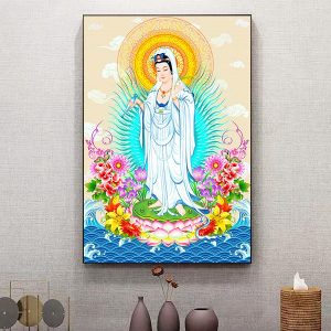 Tranh phật bà quan âm đang phổ độ chúng sinh TT0311