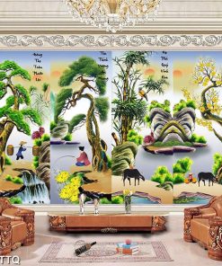 tranh tùng cúc trúc mai TT1000