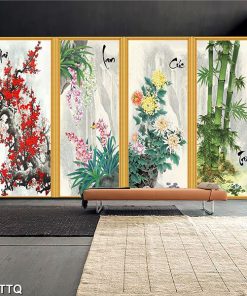 Tranh mai lan cúc trúc