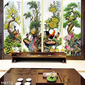 Tranh tứ quý tùng cúc trúc mai TT1014