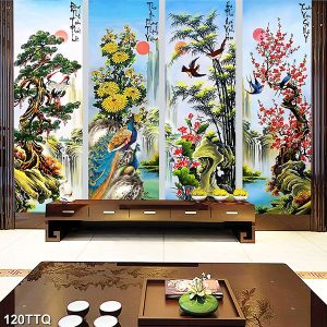 Tranh tứ quý tùng cúc trúc mai TT1018