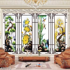 Tranh tứ quý tùng cúc trúc mai TT1019