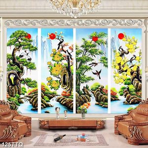 Tranh tứ quý tùng cúc trúc mai TT1020