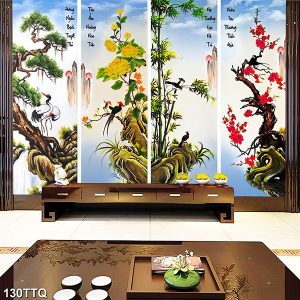 Tranh tứ quý tùng cúc trúc mai TT1022
