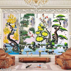 Tranh tứ quý tùng cúc trúc mai TT1025