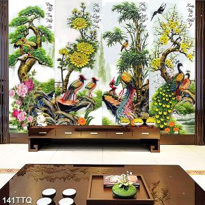 Tranh tứ quý tùng cúc trúc mai TT1031