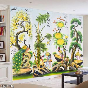 Tranh tứ quý tùng cúc trúc mai TT1035