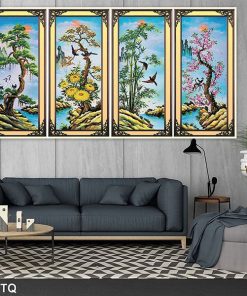 Tranh tùng cúc trúc mai