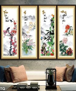 Tranh mai lan cúc trúc