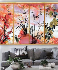 Tranh mai lan cúc trúc