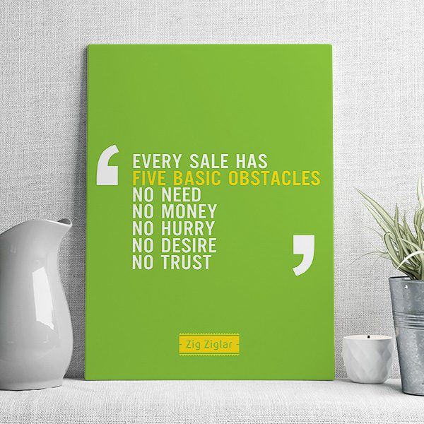 every sale has five basic obstacles no need no money