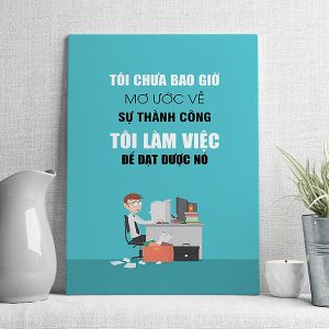 tôi chưa bao giờ mơ ước về sự thành công tôi làm việc để đạt được nó