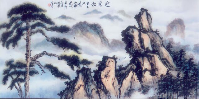 Bức tranh thủy mặc sơn thủy hữu tình của Trương Hán Minh