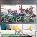 Tranh thủy mặc hoa đào trên đã TT0198