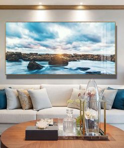 Tranh phong cảnh bình minh lấp ló trên biển TT1202