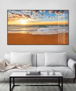 Tranh phong cảnh bình minh trên bờ biển cát vàng TT1208