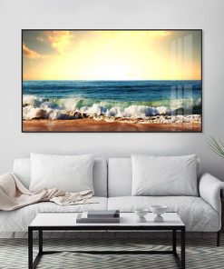 Tranh phong cảnh bờ biển sóng lớn bạc đầu TT1209