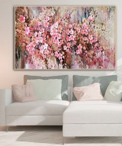 tranh sơn dầu hoa đào nghệ thuật TT1332