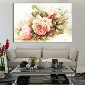 Tranh vẽ nghệ thuật cành hoa hồng TT1341