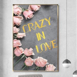 Tranh hoa hồng chữ crazy in love TT1352