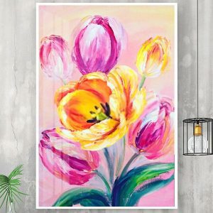 Tranh vẽ sơn dầu hoa tulip màu sắc TT1439