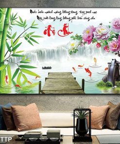 Tranh thư pháp cha mẹ phong cảnh đẹp TT1466