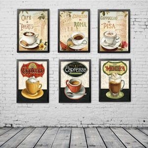 Bộ 6 tranh treo tường quán cafe vẽ nghệ thuật TT3411