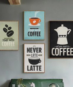 Bộ 4 tranh treo tường quán cafe vẽ TT3412