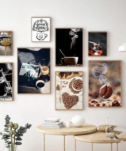 Bộ 8 tranh treo tường chủ đề cafe hiện đại TT3415