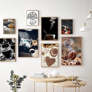 Bộ 8 tranh treo tường chủ đề cafe hiện đại TT3415