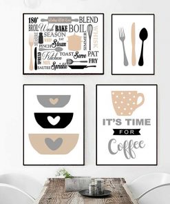 Bộ 4 tranh phong cách scandianivan quán cafe TT3416