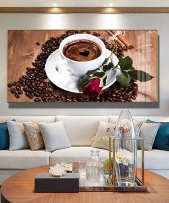 Cốc cafe nghệ thuật và hoa hồng TT3430