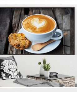 Cốc cafe capuchino trái tim và bánh coky TT3438