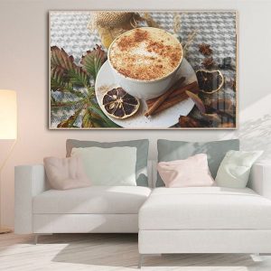 Tranh cốc cafe tỏi đen và vỏ quế TT3455